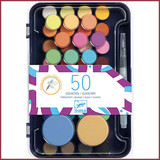 Djeco Waterverf plakkaatverf met kwast - 50 kleuren Djeco Waterverf plakkaatverf met kwast - 50 kleuren