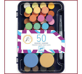 Djeco Waterverf plakkaatverf met kwast - 50 kleuren