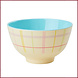 Rice Melamine bowl with multicolored Check Print - Two Tone - Small Rice Melamine bowl with multicolored Check Print - Two Tone - Small