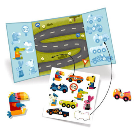 Djeco Knutselset creatief met stickers - Auto's