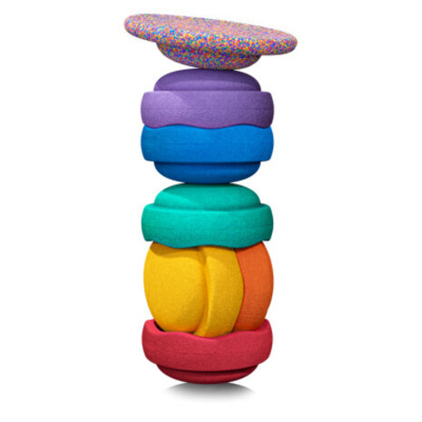 Stapelstein Stapelstein Regenboog Klassiek set 6 + 1 Board confetti