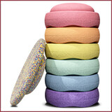 Stapelstein Stapelstein Regenboog Pastel 6 + 1 Board confetti Stapelstein Stapelstein Regenboog Pastel 6 + 1 Board confetti