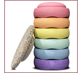 Stapelstein Stapelstein Regenboog Pastel 6 + 1 Board confetti Stapelstein Stapelstein Regenboog Pastel 6 + 1 Board confetti