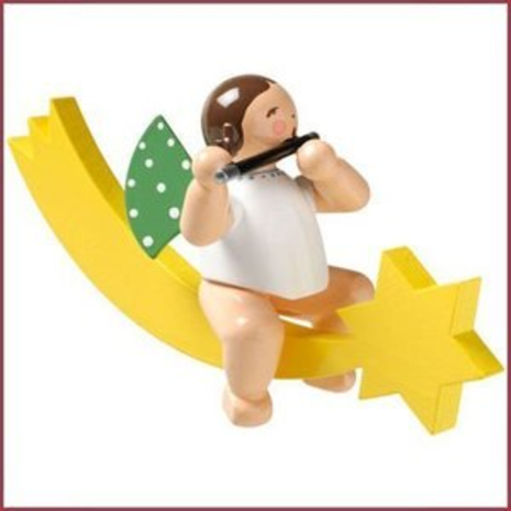 Wendt & Kühn Grunhainichense Engel op staartkomeet met dwarsfluit Wendt & Kühn Grunhainichense Engel op staartkomeet met dwarsfluit