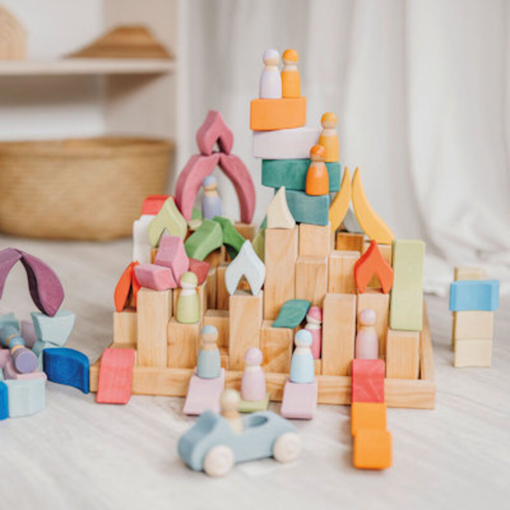 Grimm's Houten blokken Pyramide Naturel - Groot