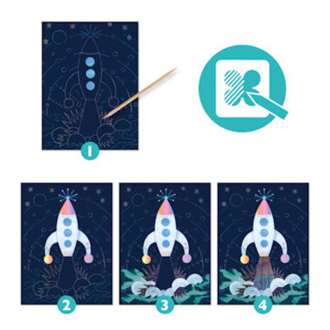 Djeco Kraskaarten - Cosmische missie Djeco Kraskaarten - Cosmische missie