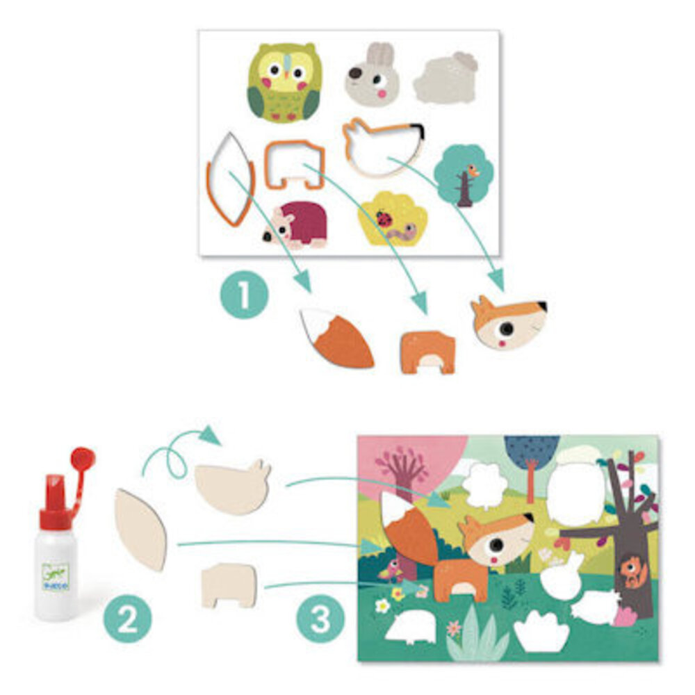 Djeco Knutseldoos - Collage maken voor de allerkleinsten - Dieren Djeco Knutseldoos - Collage maken voor de allerkleinsten - Dieren