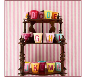 Rice Rice melamine beker - Alfabet - roze