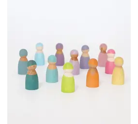 Grimm's 12 houten Regenboogvriendjes Pastel