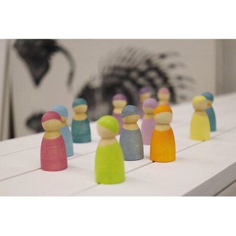 Grimm's 12 houten Regenboogvriendjes Pastel