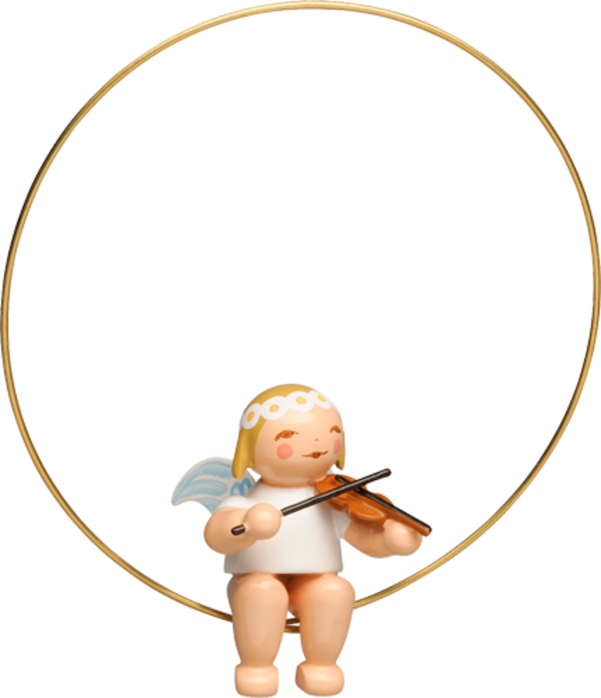 Wendt & Kühn Margeriten kerstboomengel in ring met viool