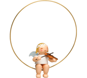 Wendt & Kühn Margeriten kerstboomengel in ring met viool