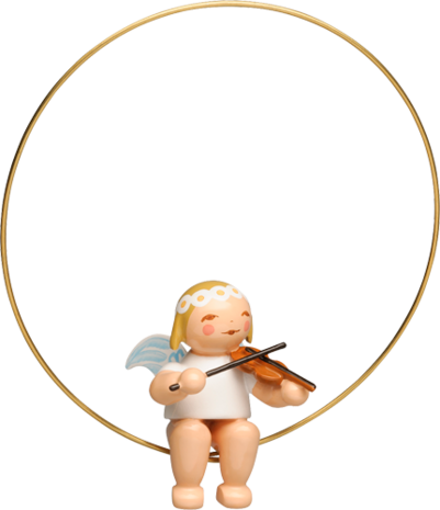 Wendt & Kühn Margeriten kerstboomengel in ring met viool