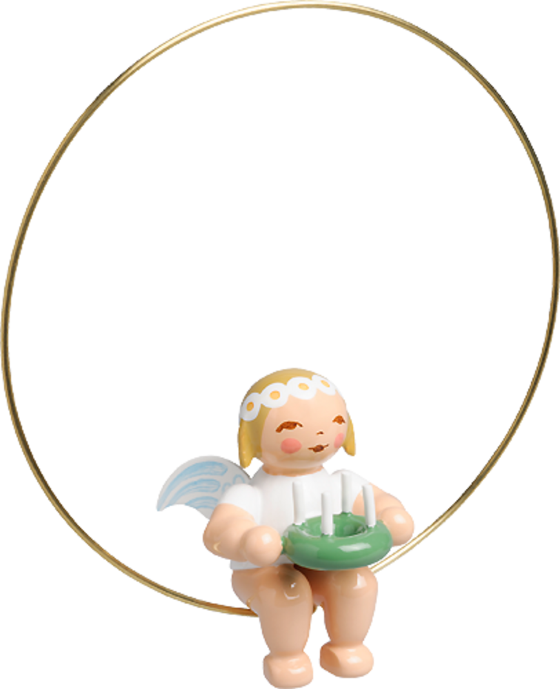 Wendt & Kühn Margeriten kerstboomengel in ring met adventskrans