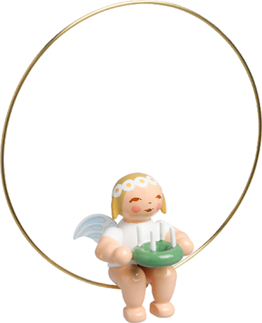 Wendt & Kühn Margeriten kerstboomengel in ring met adventskrans