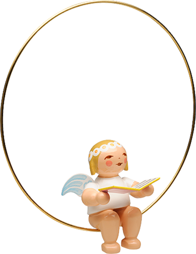 Wendt & Kühn Margeriten kerstboomengel in ring met liedboek