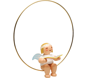 Wendt & Kühn Margeriten kerstboomengel in ring met liedboek