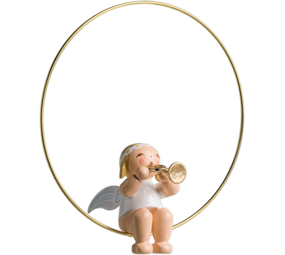 Wendt & Kühn Margeriten kerstboomengel in ring met trompet