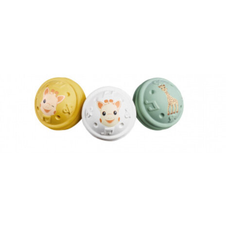 Sophie de Giraf Sophie de giraf set van drie muzikale speelballen Sophie de Giraf Sophie de giraf set van drie muzikale speelballen