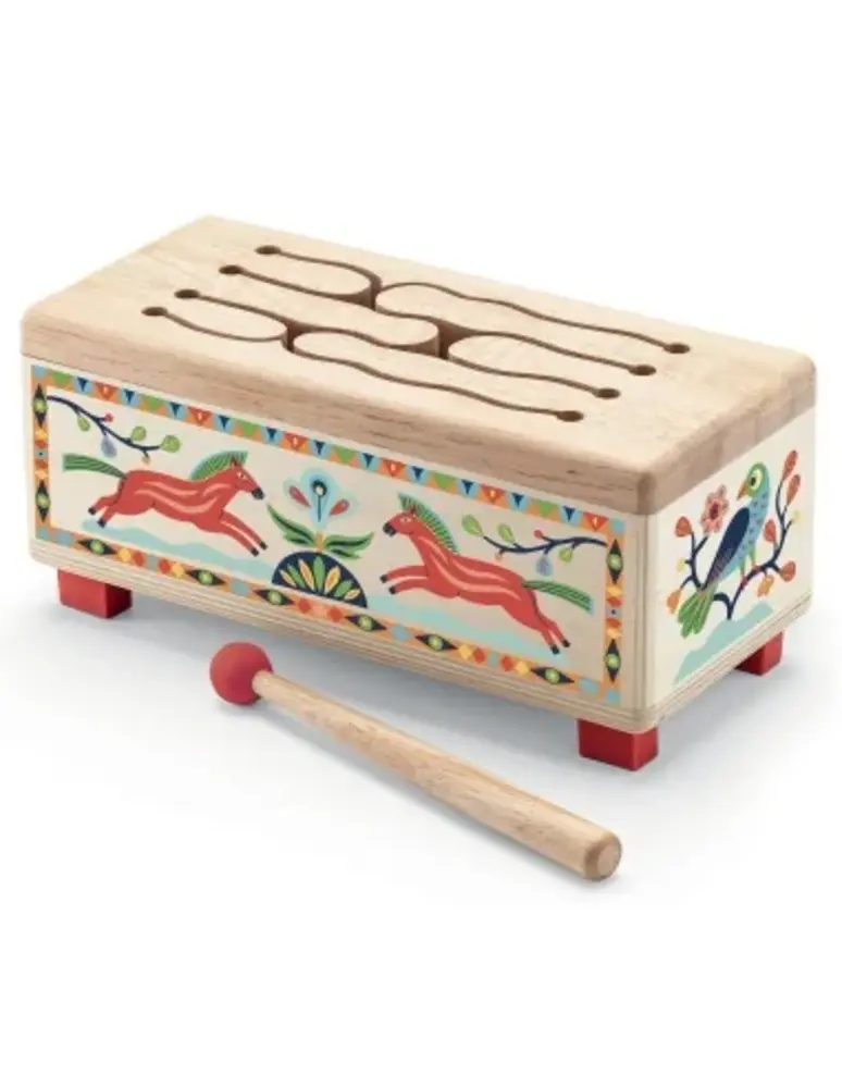 Djeco Animambo - houten trommel rechthoek Djeco Animambo - houten trommel rechthoek