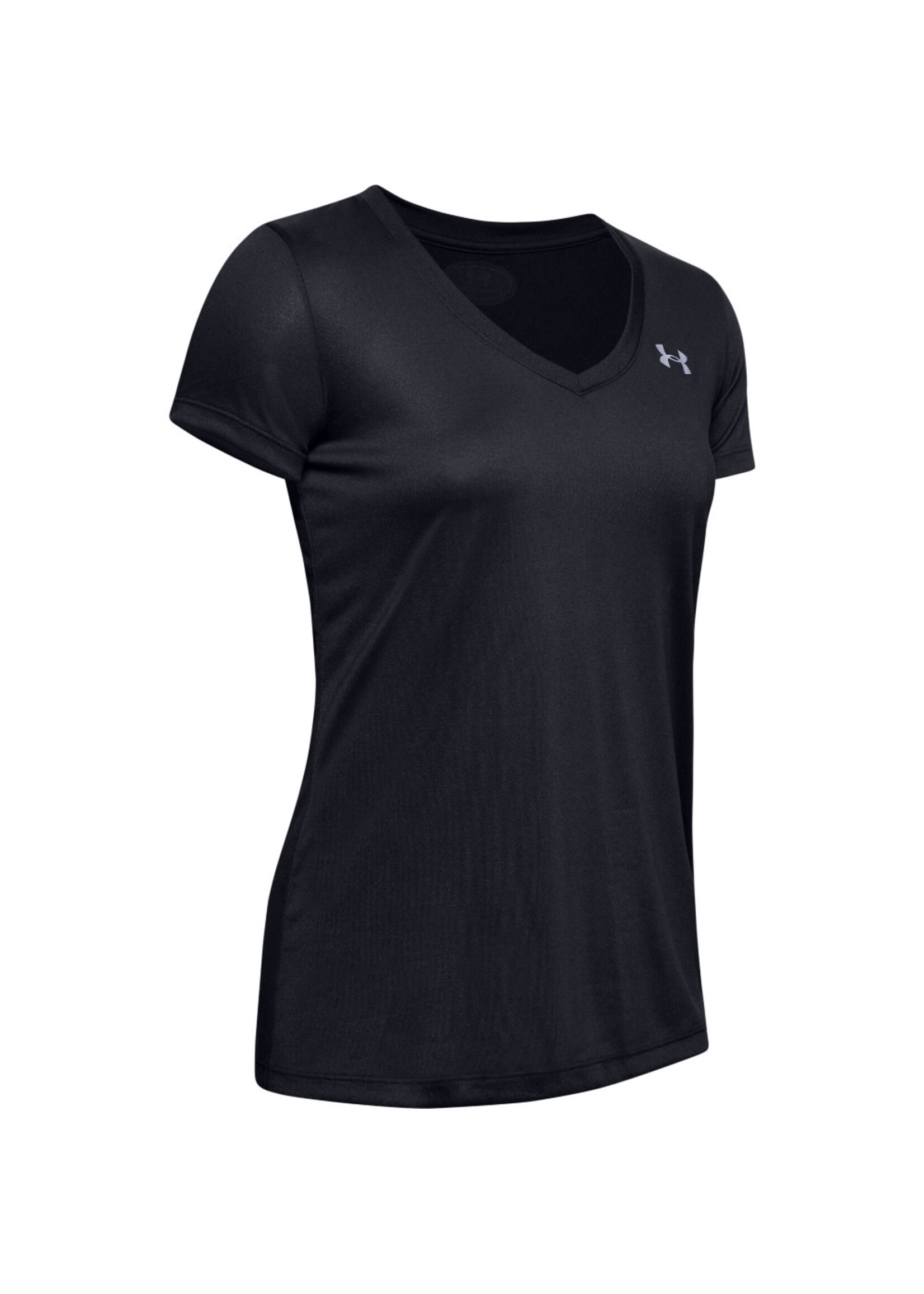 Under Armour Womens's UA Tech V-Neck - Black--Metallic Silver