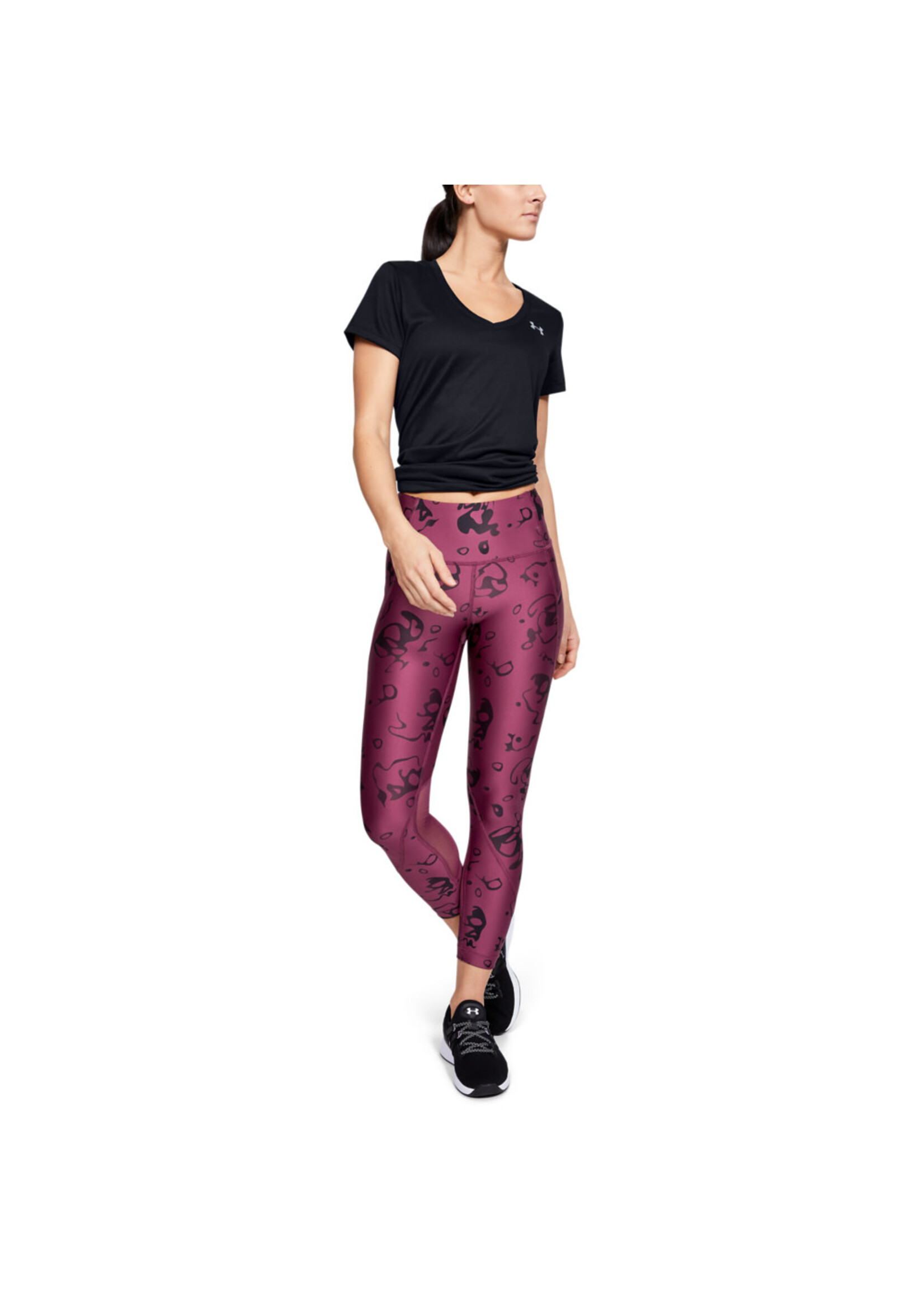 Under Armour Womens's UA Tech V-Neck - Black--Metallic Silver