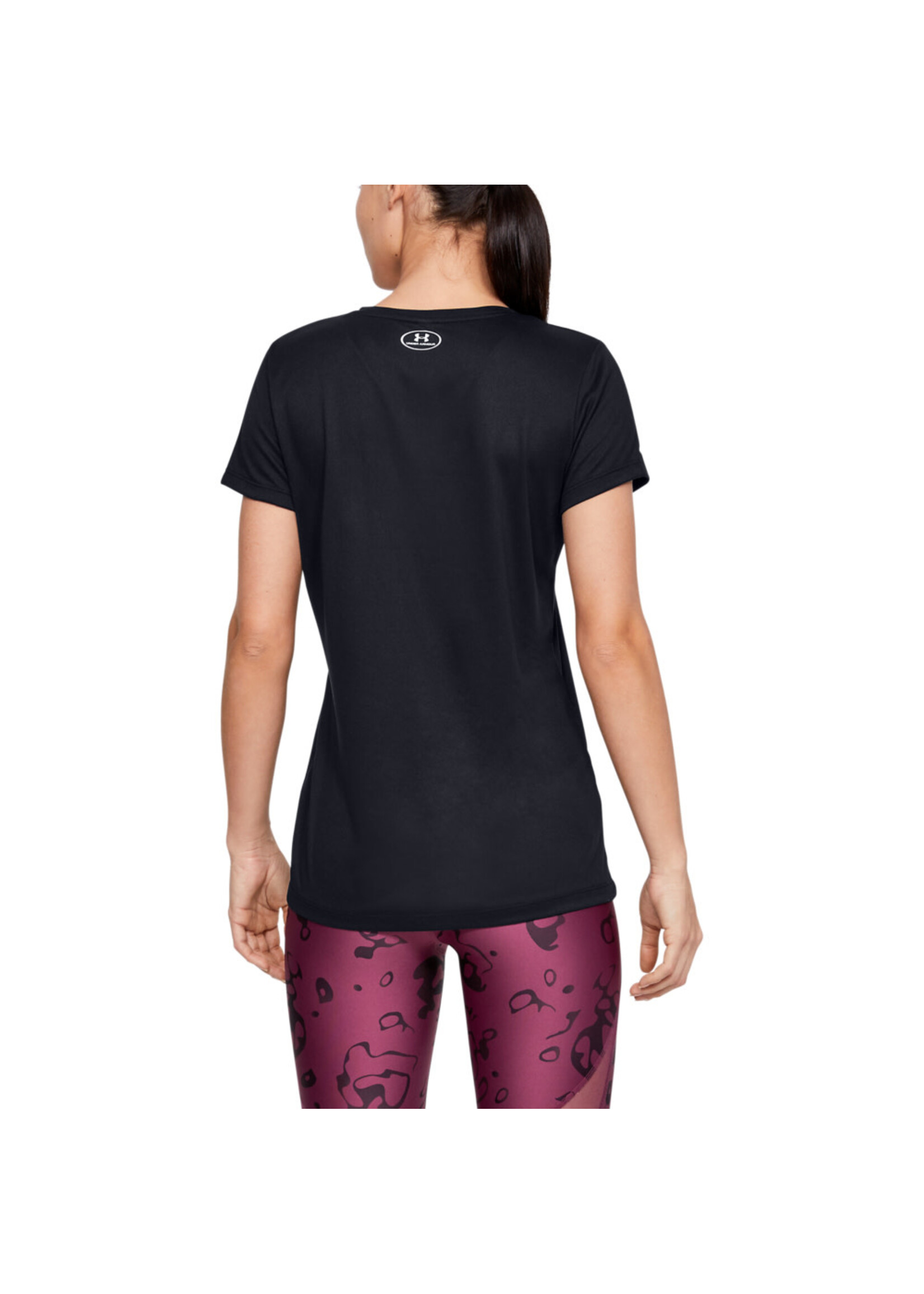 Under Armour Womens's UA Tech V-Neck - Black--Metallic Silver