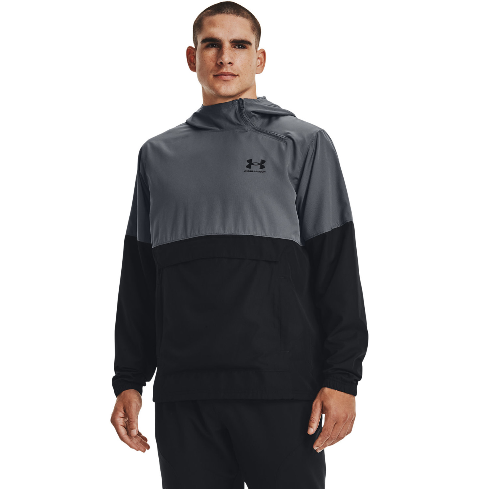 UA Woven ASYM ZIP Pullover-GRY