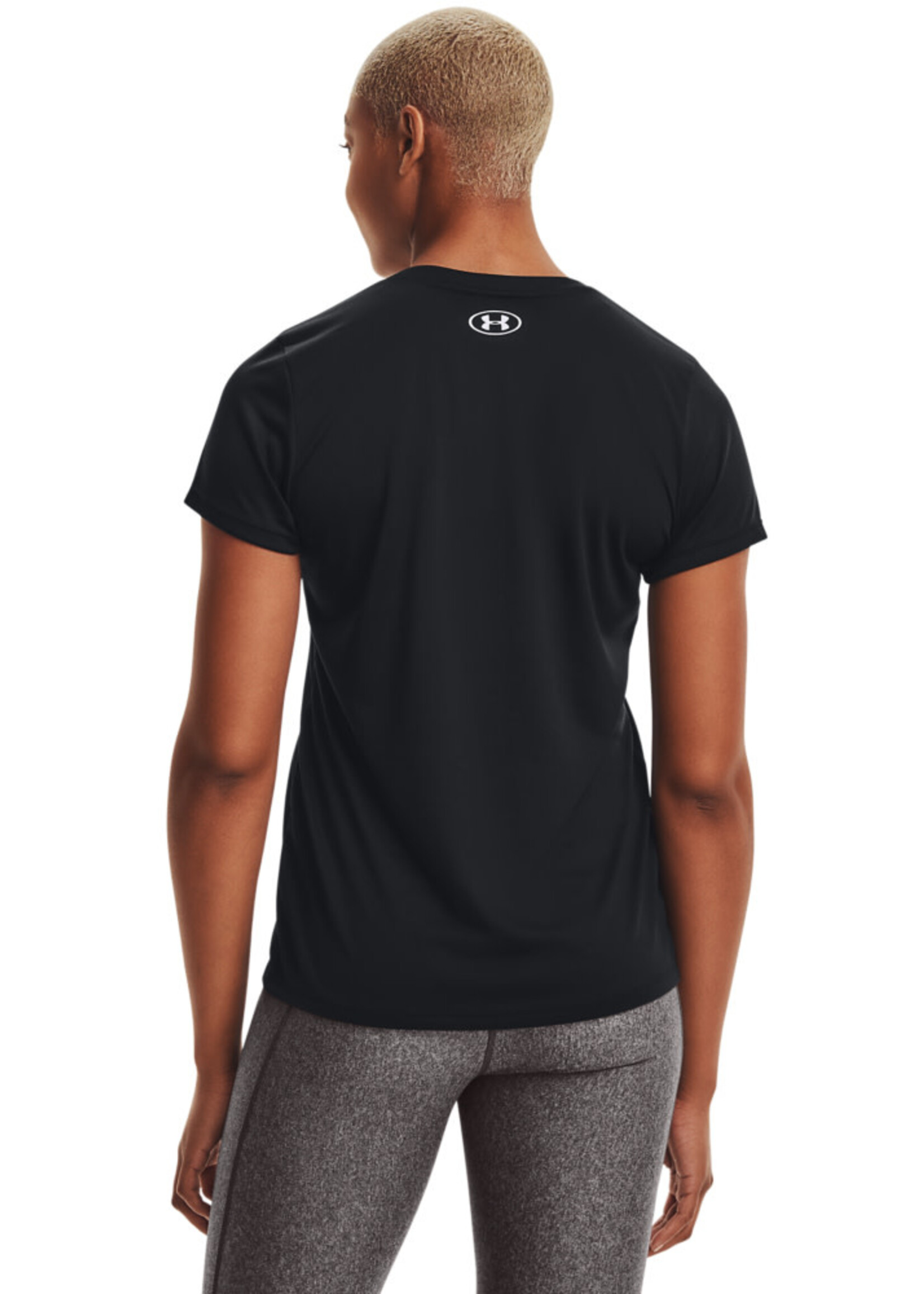 Under Armour Womens's UA Tech V-Neck - Black--Metallic Silver