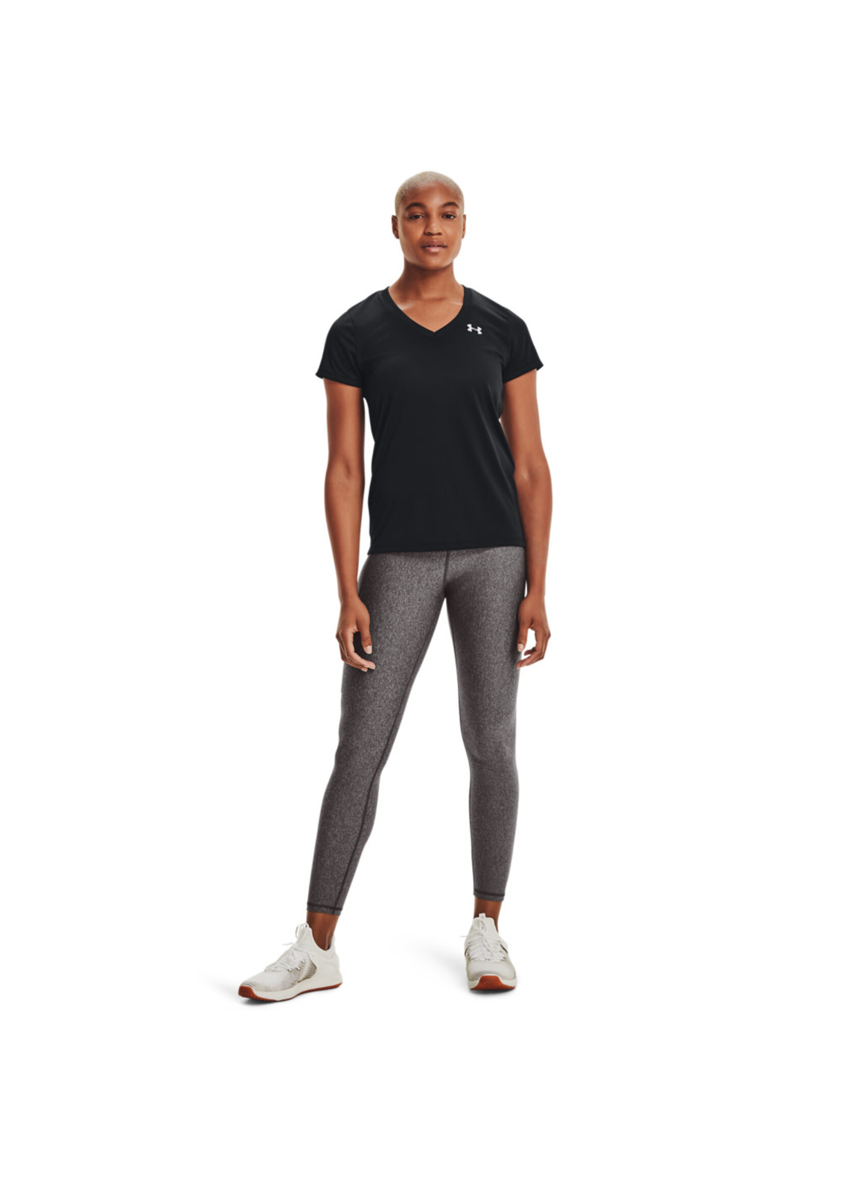 Under Armour Womens's UA Tech V-Neck - Black--Metallic Silver