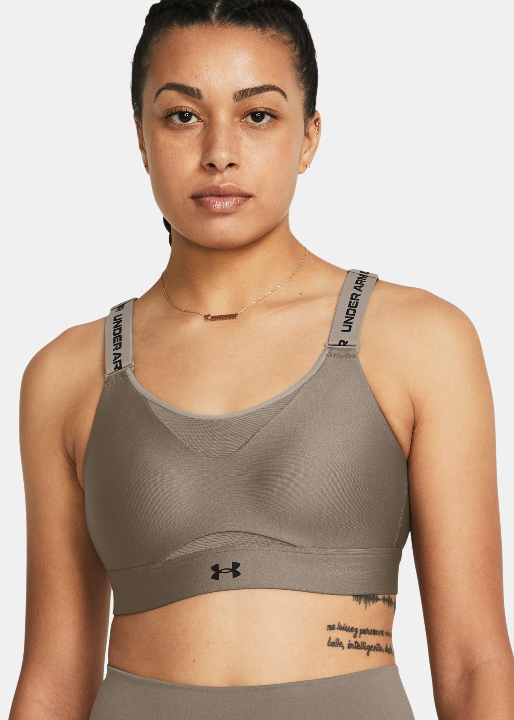 Under Armour UA Infinity High Bra-Taupe Dusk--Black