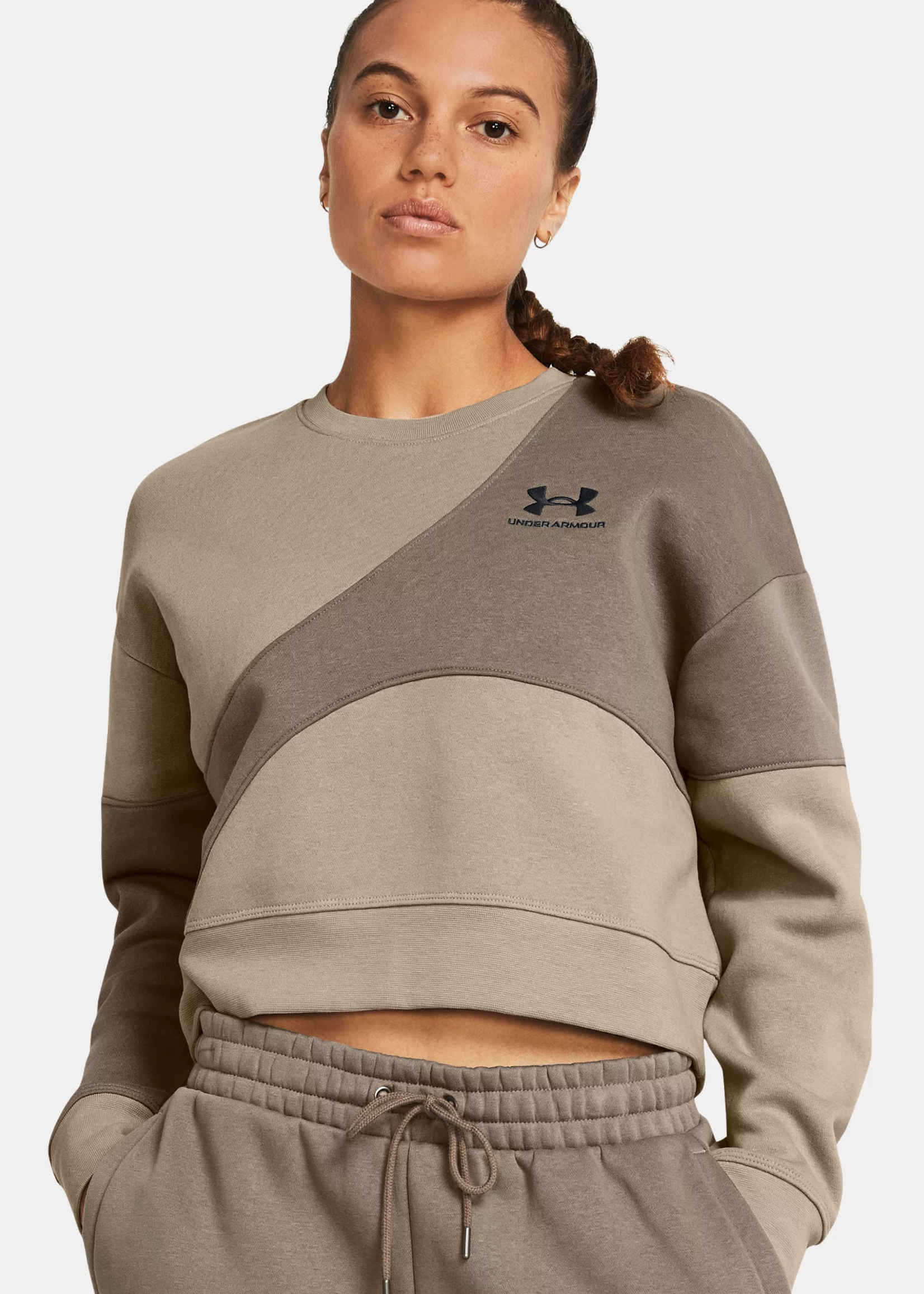 Under Armour Essential Fleece Crop Crew-BRN