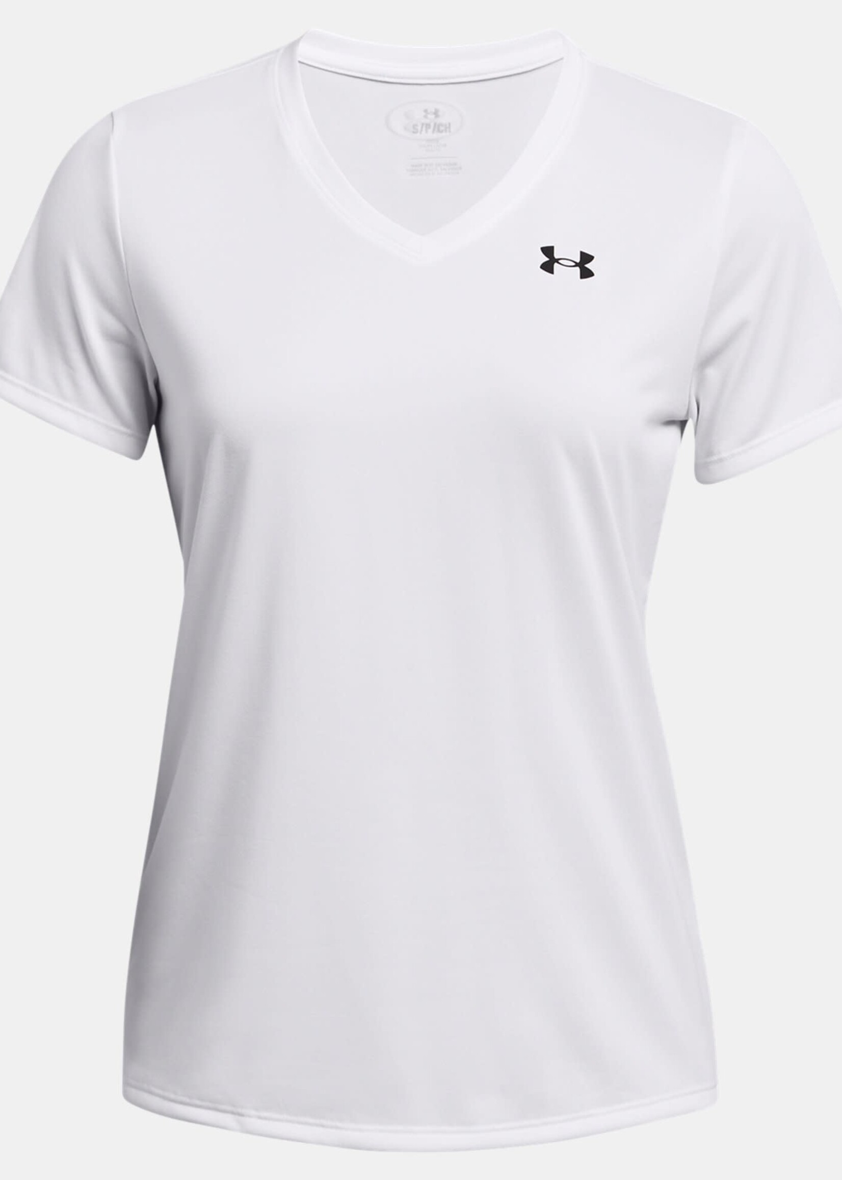 Under Armour Women's UA Tech V-Neck Short Sleeve-White--Black