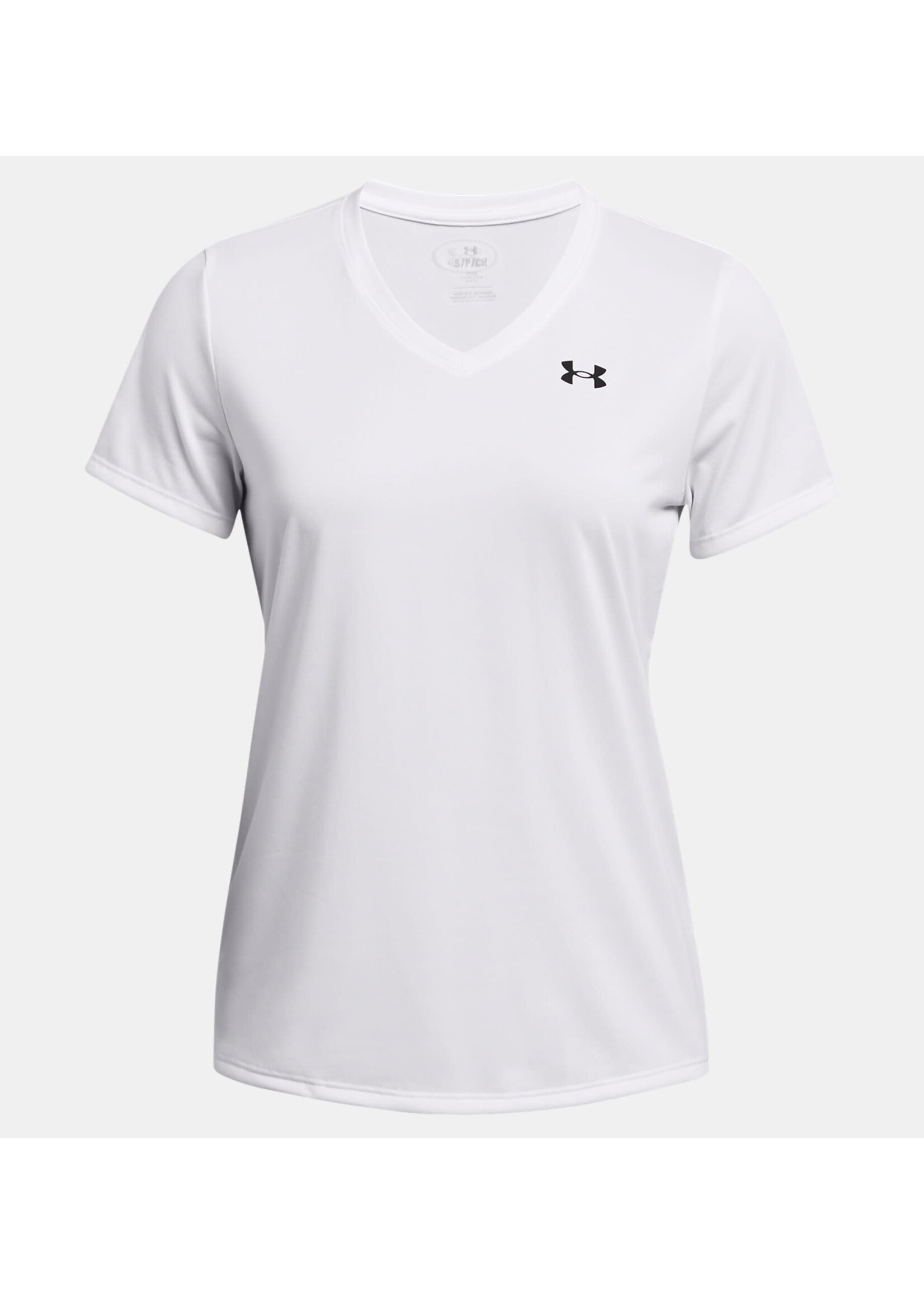 Under Armour Women's UA Tech V-Neck Short Sleeve-White--Black