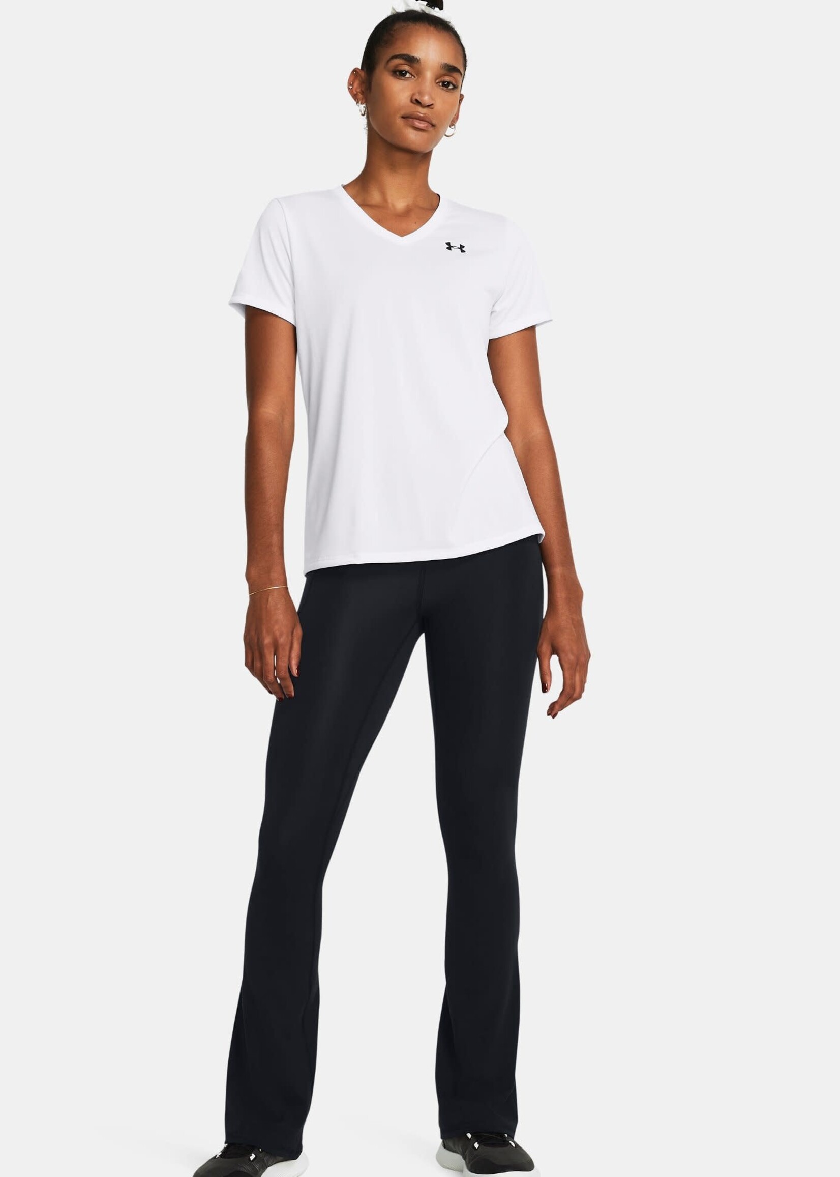 Under Armour Women's UA Tech V-Neck Short Sleeve-White--Black
