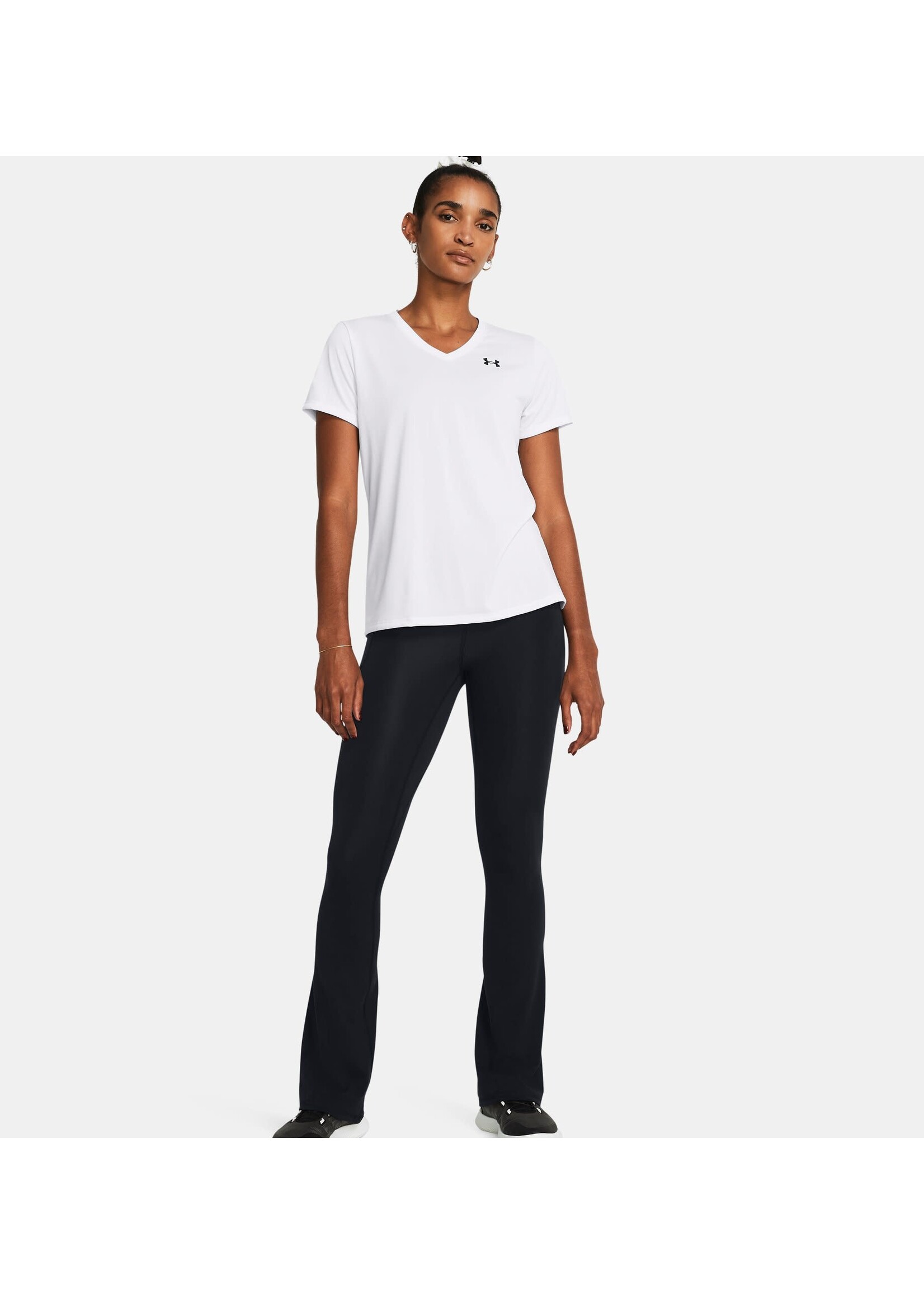 Under Armour Women's UA Tech V-Neck Short Sleeve-White--Black