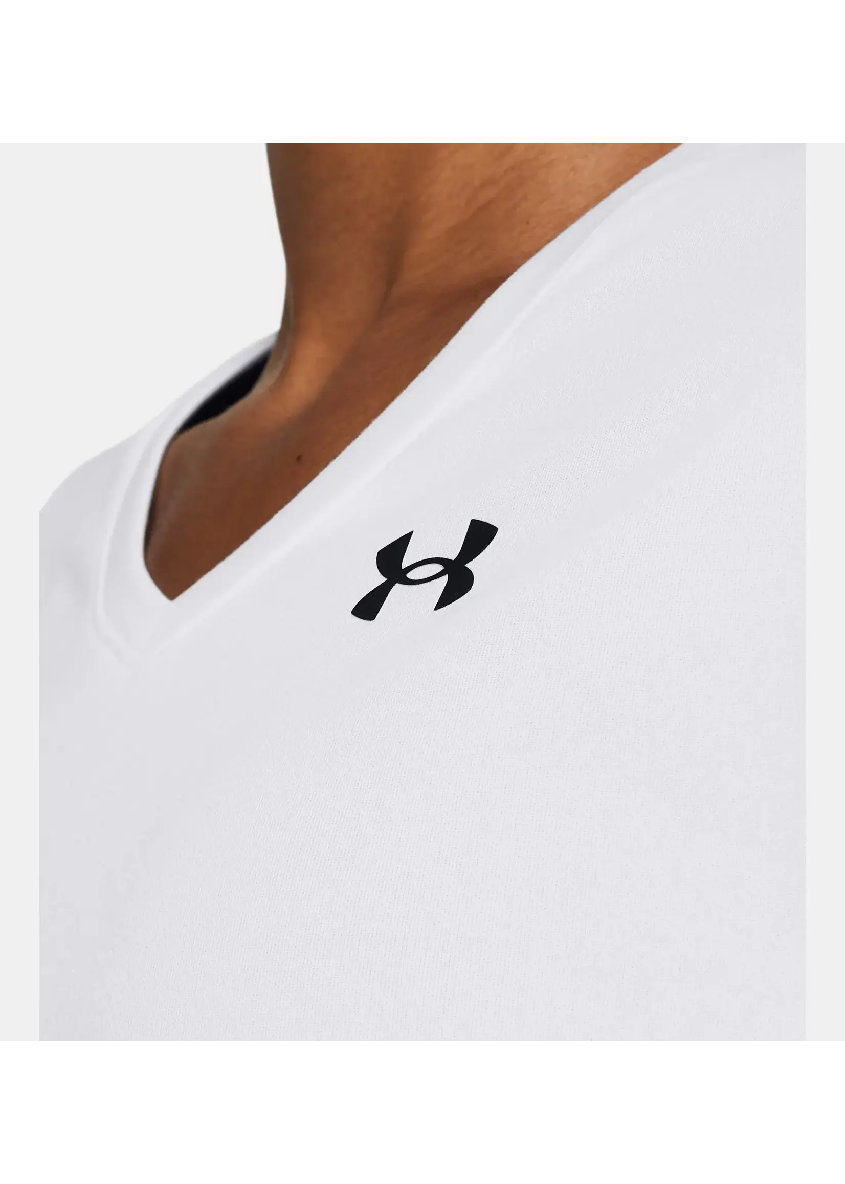 Under Armour Women's UA Tech V-Neck Short Sleeve-White--Black