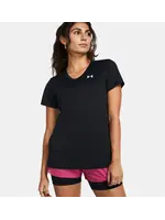 Under Armour Women's UA Tech V-Neck Short Sleeve-Black--White
