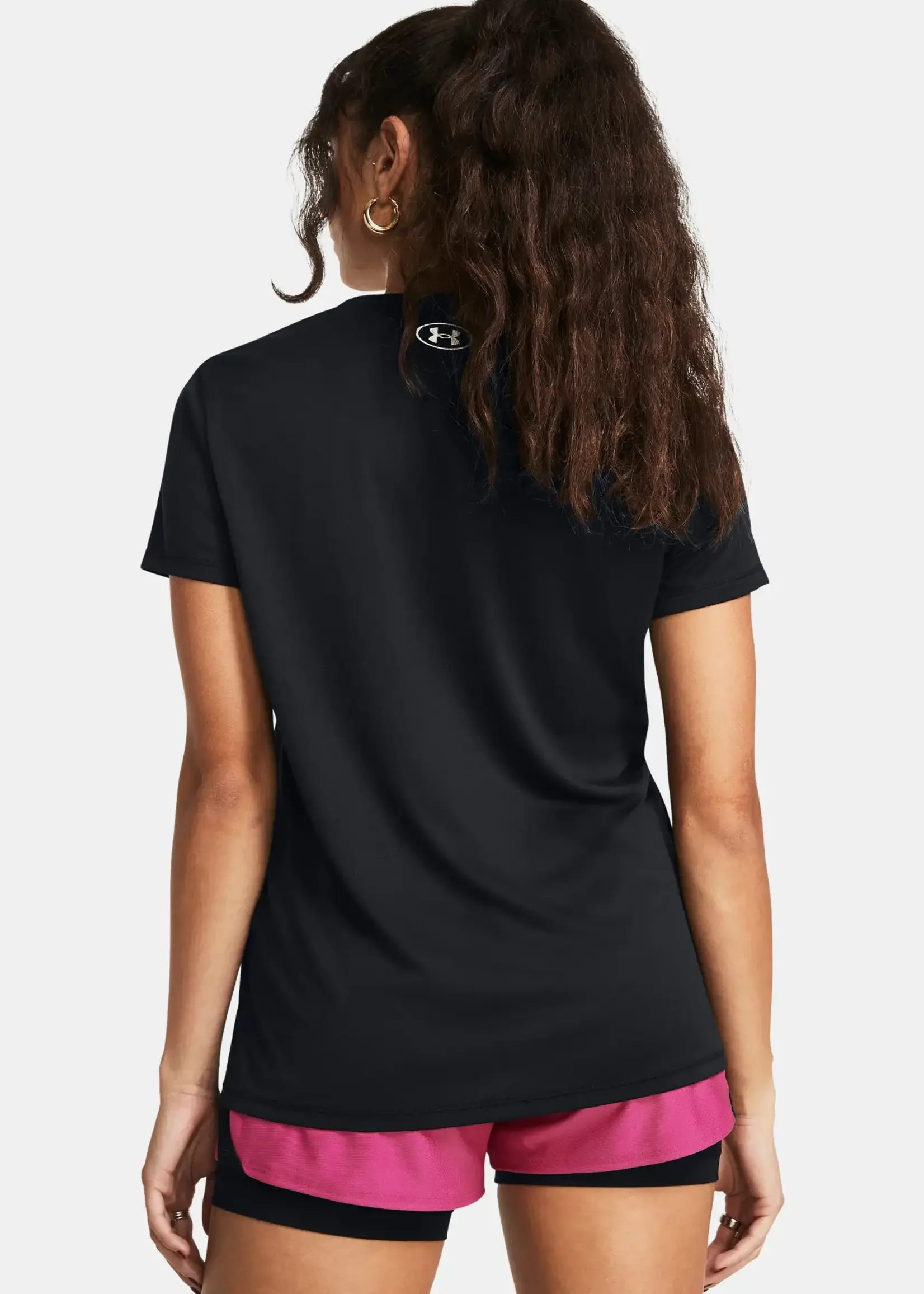 Under Armour Women's UA Tech V-Neck Short Sleeve-Black--White