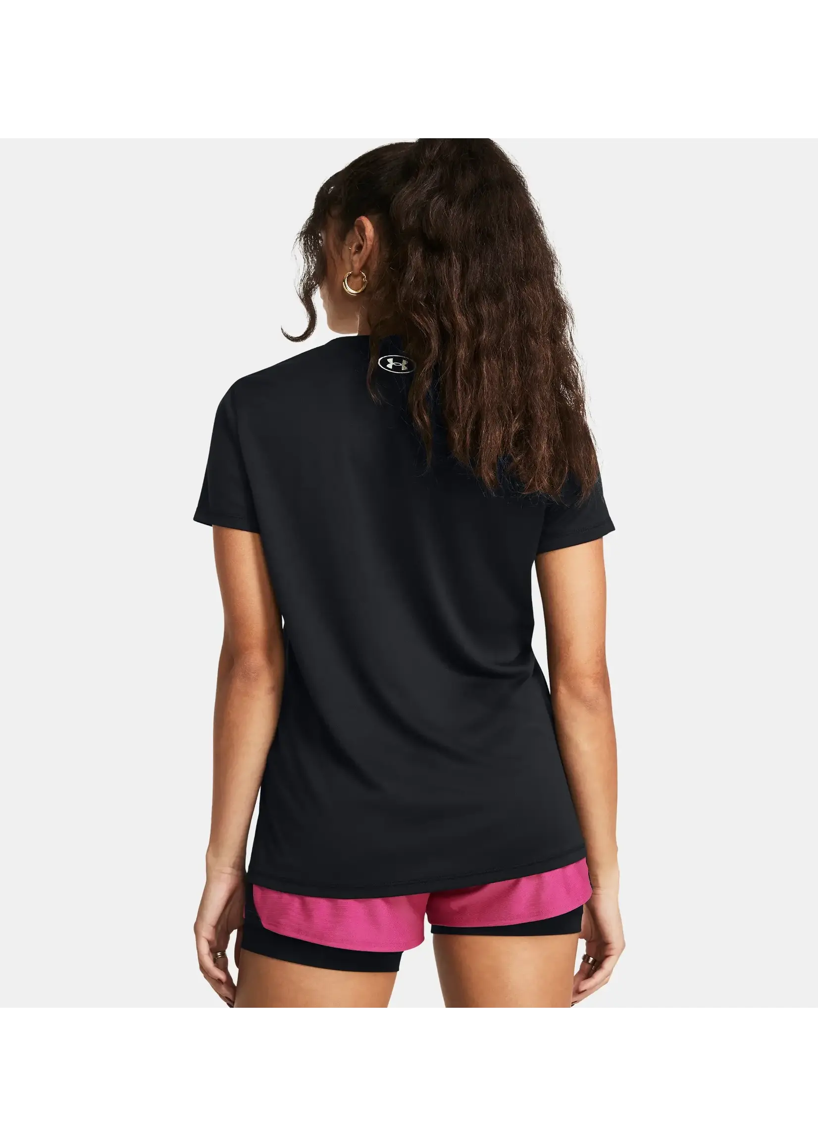Under Armour Women's UA Tech V-Neck Short Sleeve-Black--White