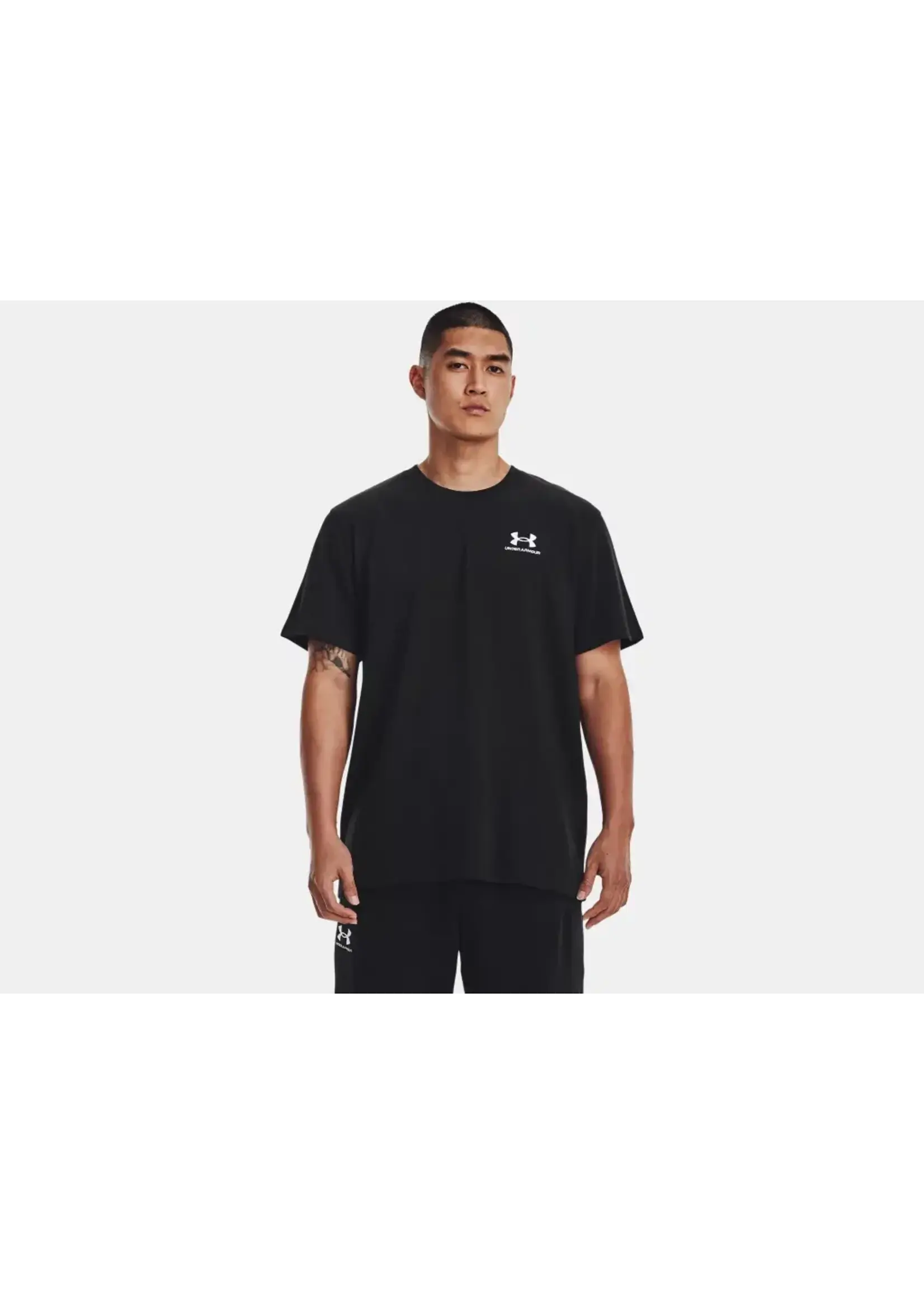 Under Armour Men's UA Logo Embroidered Heavyweight Short Sleeve - BLK-WHT