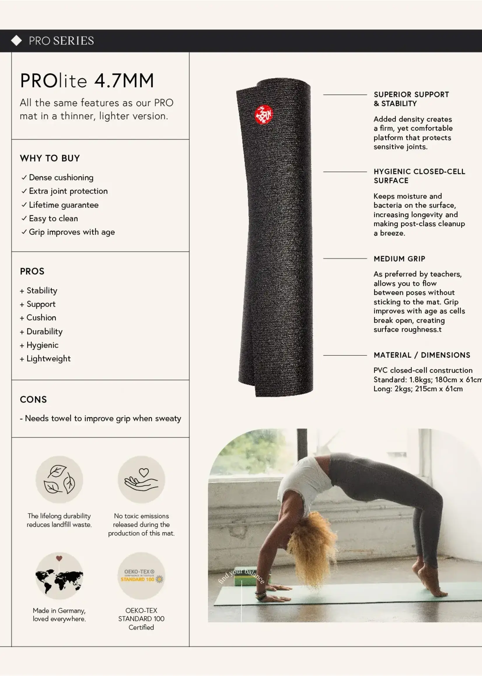 Manduka PRO Lite Mat 71/Vulcan 4.7mm