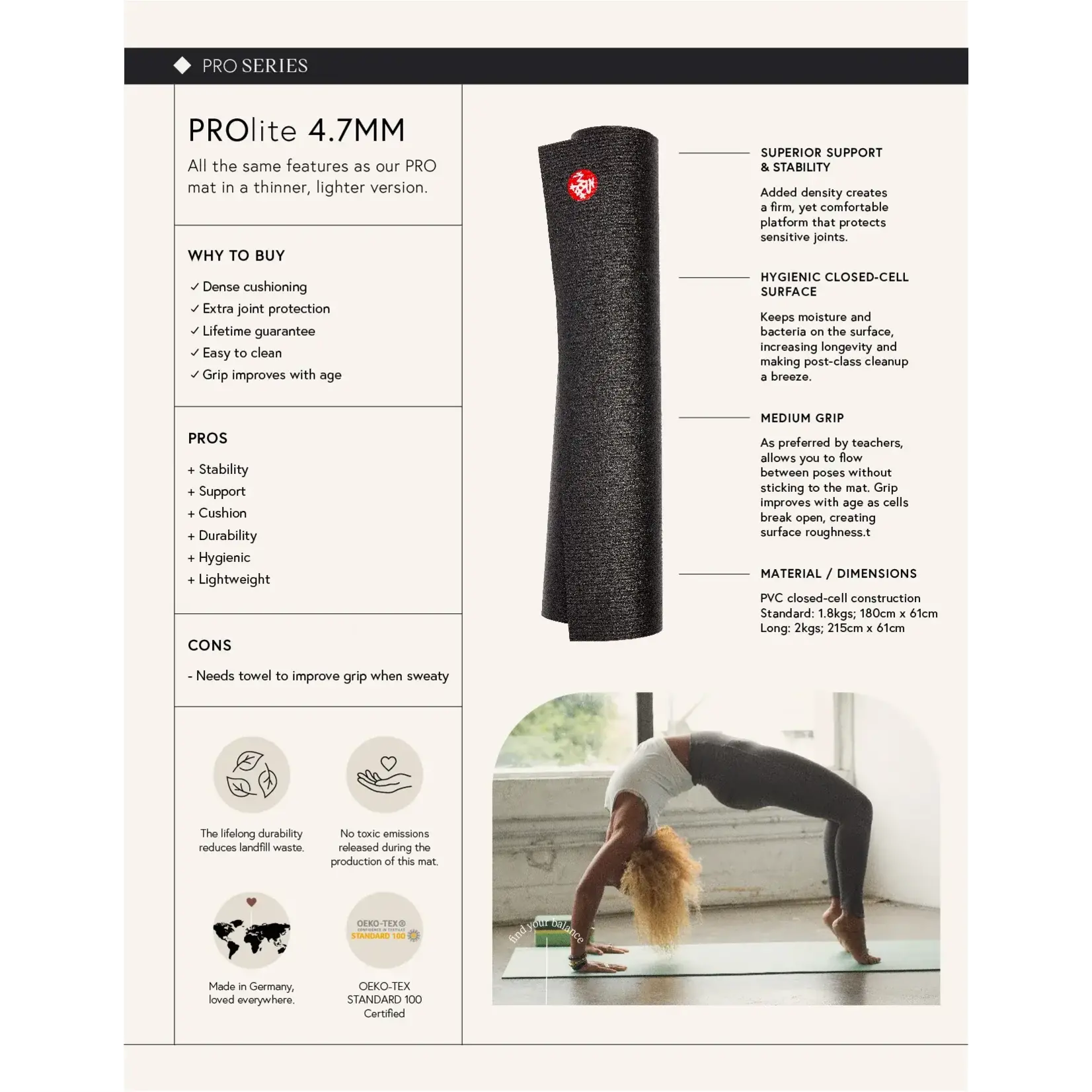 Manduka PRO Lite Mat 71/Peacock 4.7mm