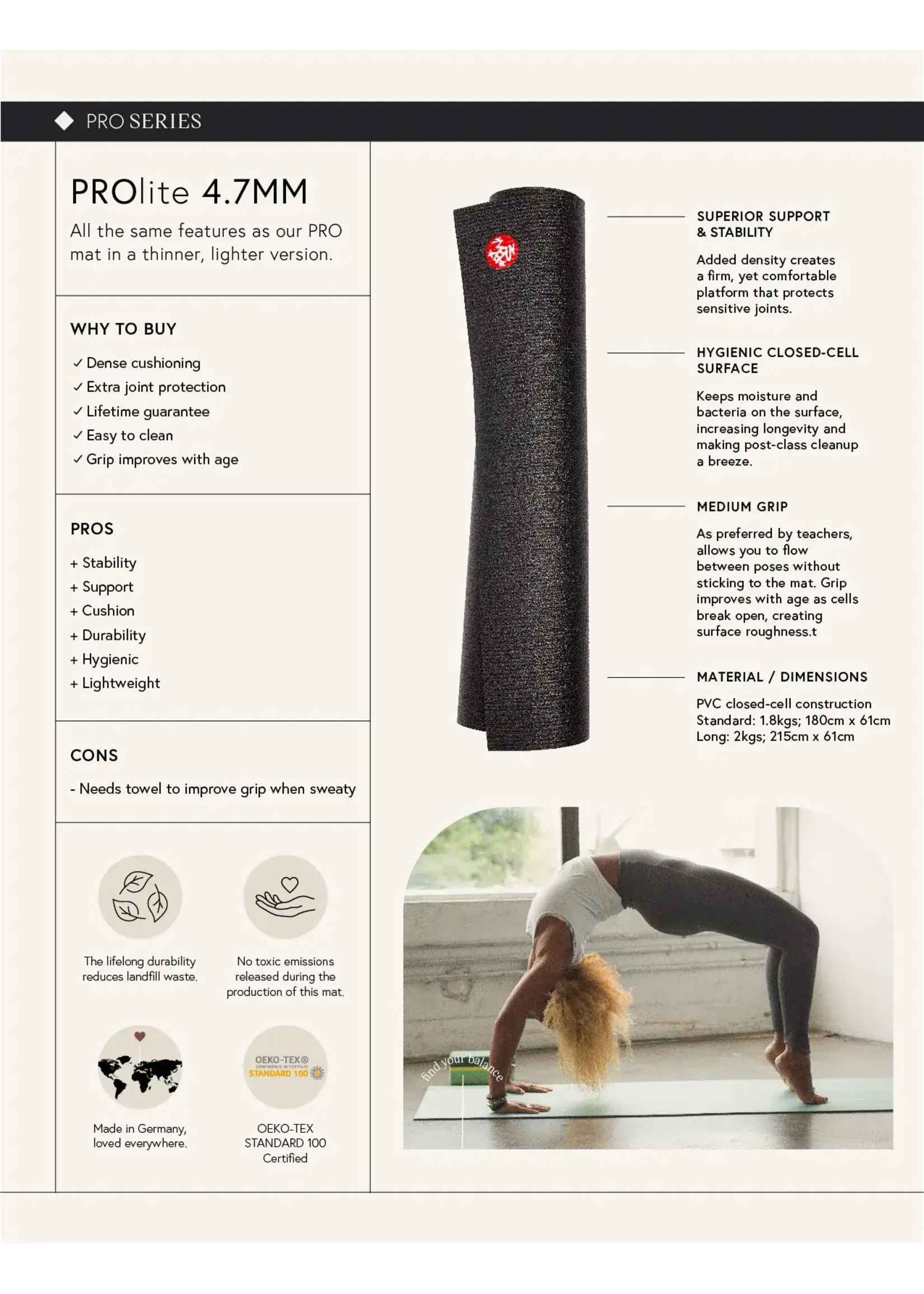 Manduka PRO Lite Mat 71/Peacock 4.7mm
