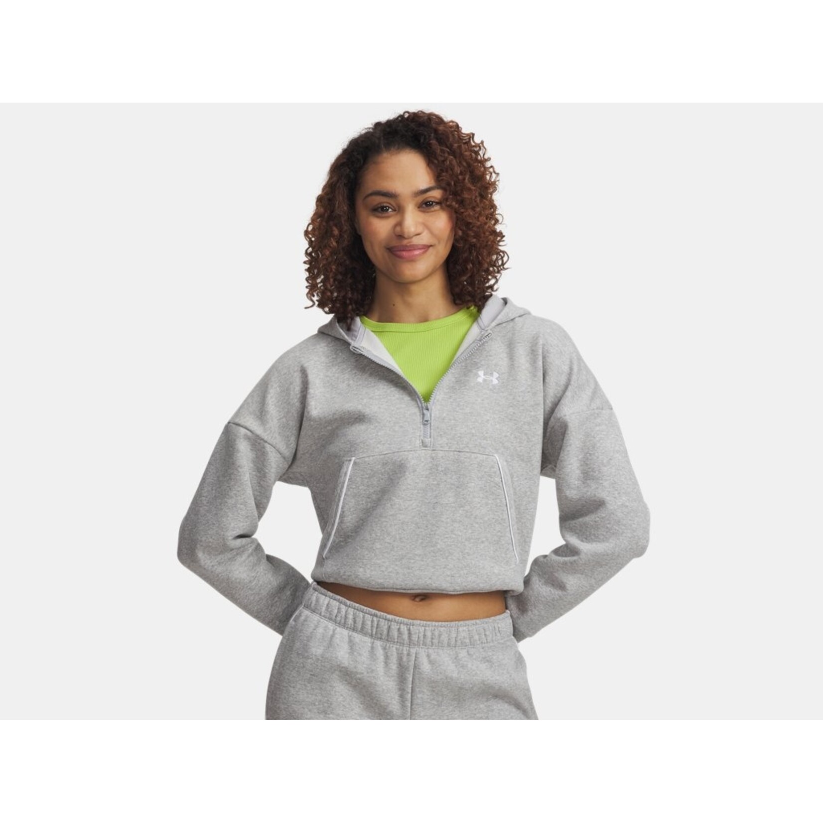 Under Armour Rival Flc Piped Hz Hoodie-Gry