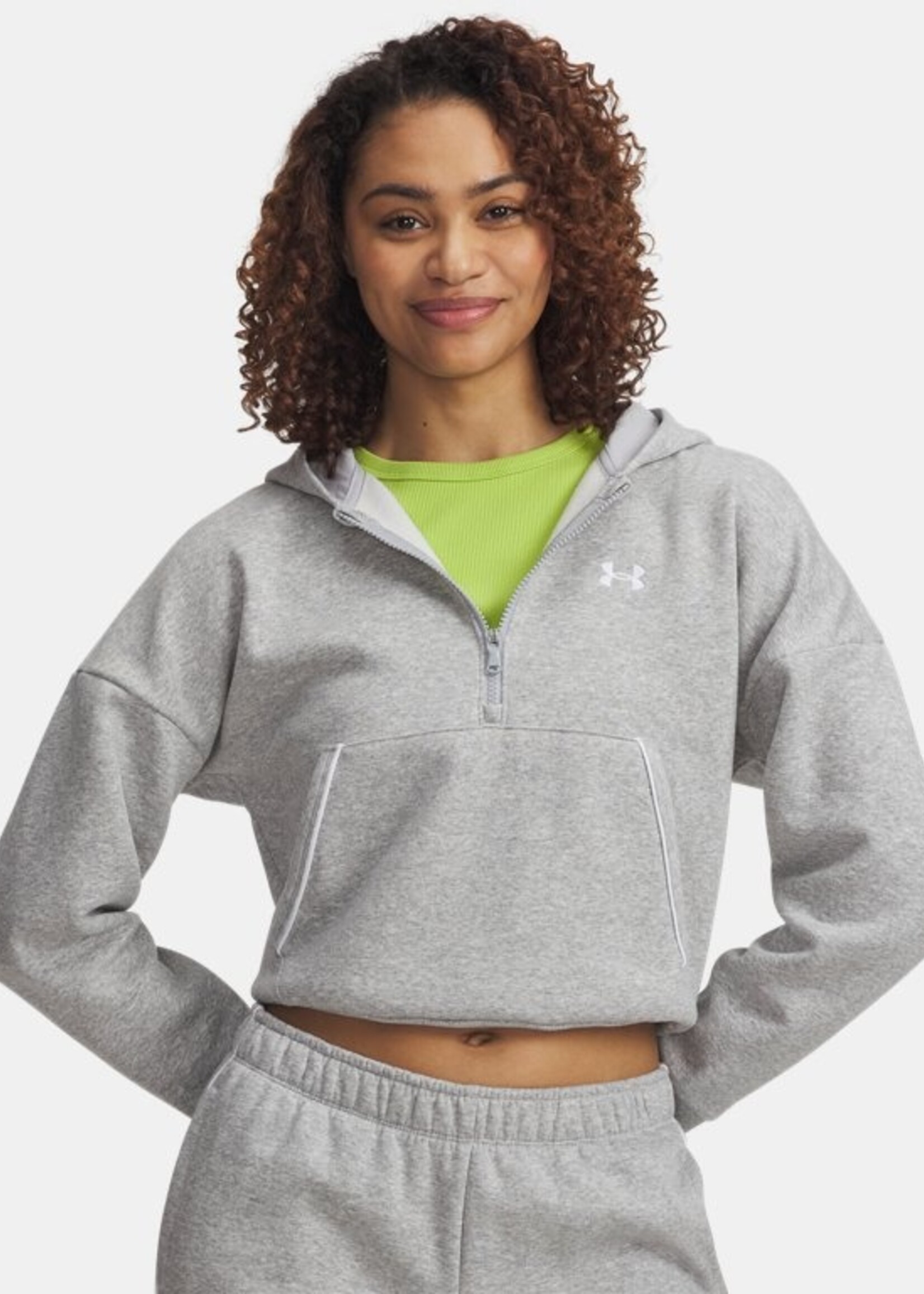 Under Armour Rival Flc Piped Hz Hoodie-Gry