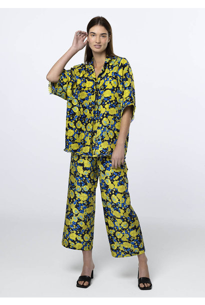 SUMMER SILK PANTS - NAVY LEMON