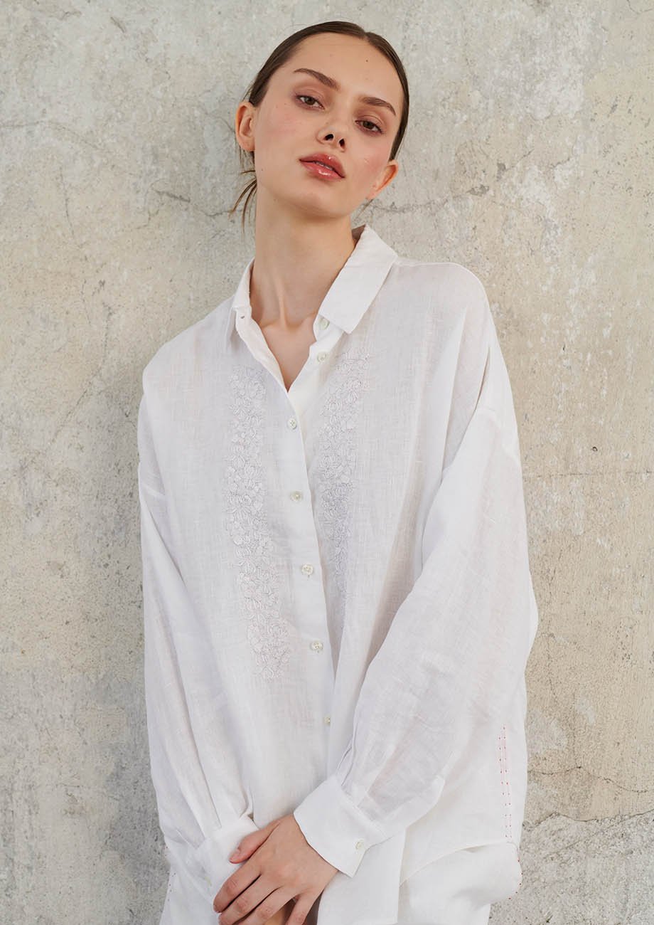 MAXI LINEN BLOUSE WHITE an an londree