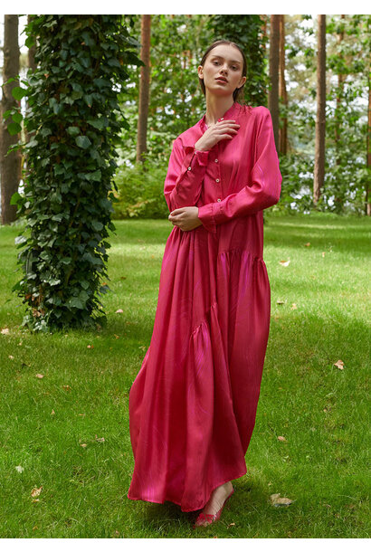 NEW FAVORITE  SILK DRESS - FUCHSIA