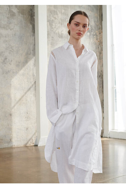 SHIRT LINEN DRESS - WHITE